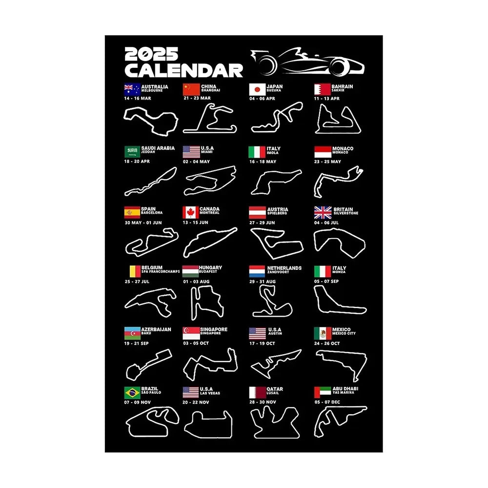 Formula 1™ 2025 Season – Official-Style Calendar Poster