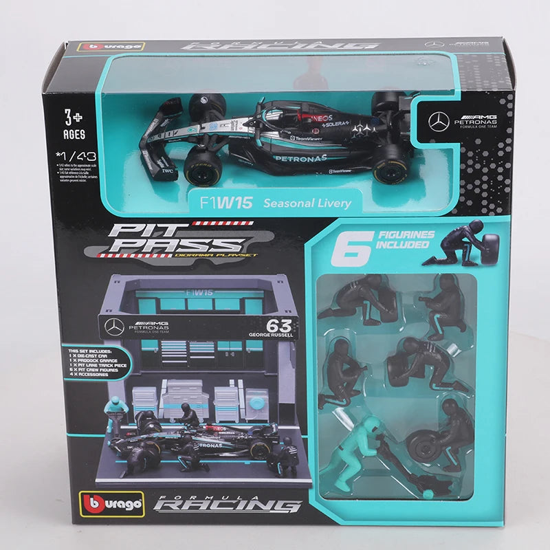Bburago 1:43 – Pit Wall Set – AMG Petronas F1 Team – 2024 Season