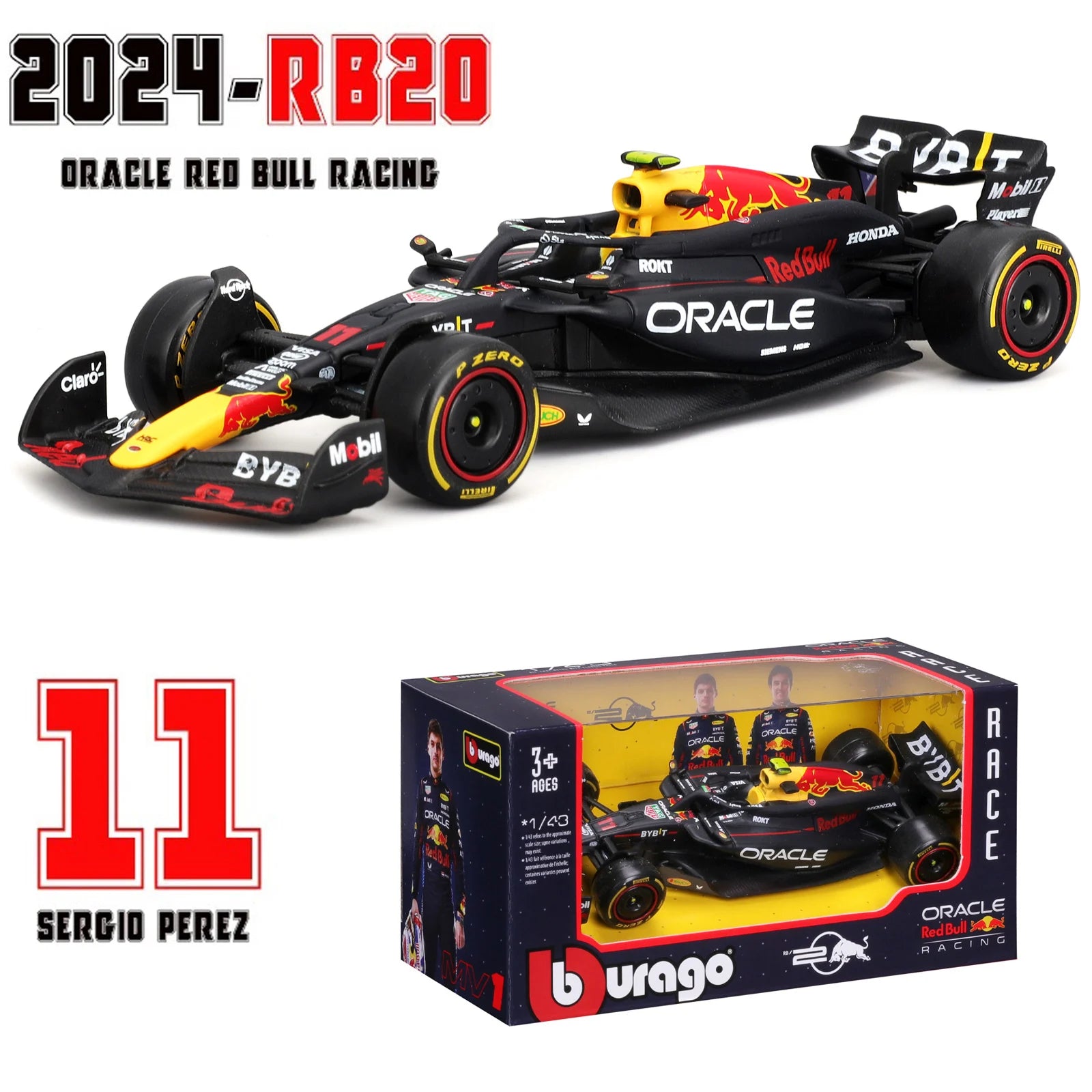 Bburago 1:43 – Max Verstappen / Sergio Perez – Oracle Red Bull Racing – 2024 Season