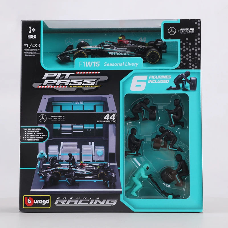 Bburago 1:43 – Pit Wall Set – AMG Petronas F1 Team – 2024 Season