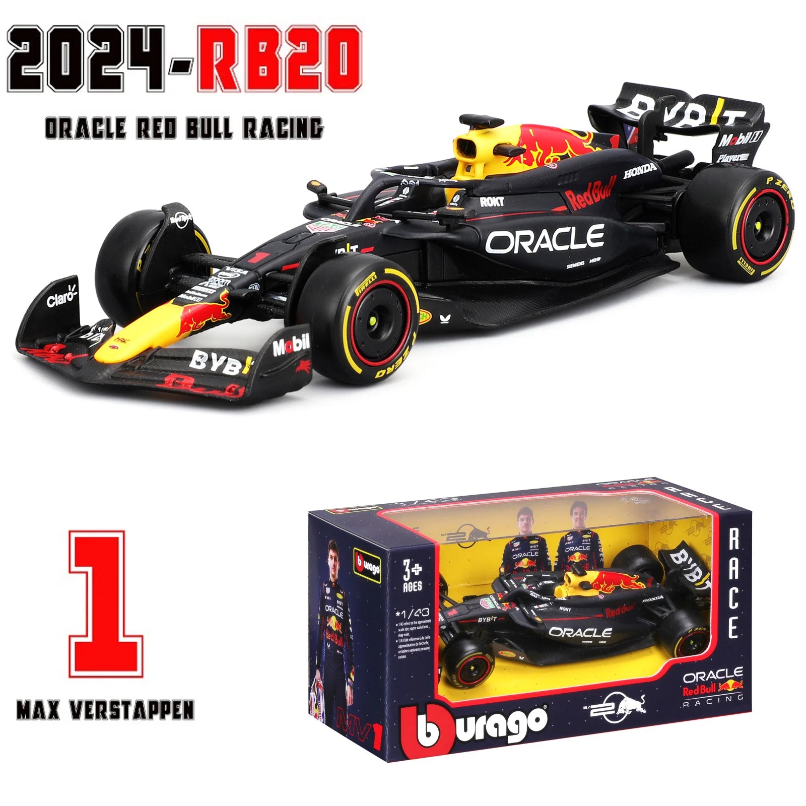 Bburago 1:43 – Max Verstappen / Sergio Perez – Oracle Red Bull Racing – 2024 Season